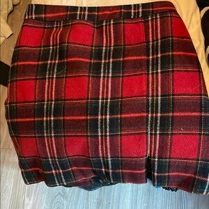 Hollister Red and Black Plaid Mini Skirt